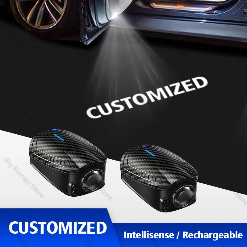 Customize 2pcs USB Rechargeable Car Door HD LED Lamps Projector Courtesy Welcome Lights