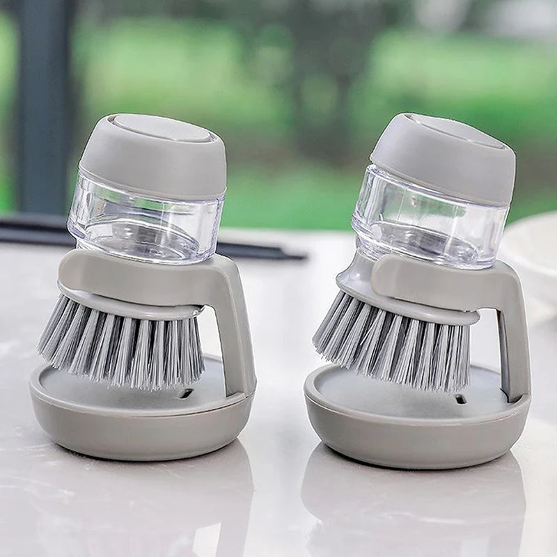 Household Cleaning Brush 2-in-1 Handle Set | Dishwashing Scrubber with Removable Liquid Soap Dispenser