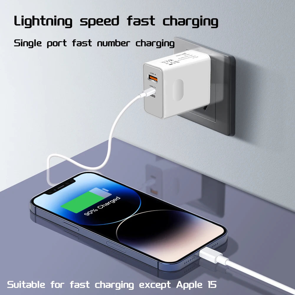 120W Fast Charger with USB Type-C PD Cable – Ultra-Speed Power Adapter