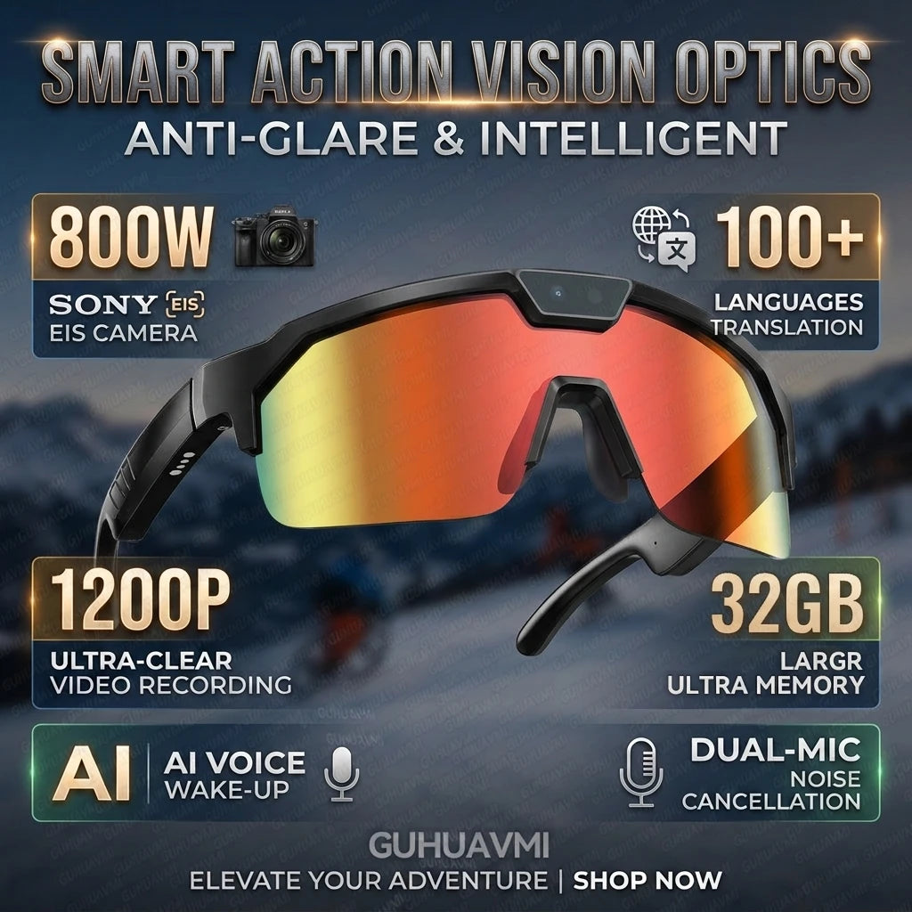 Next-Gen Cycling Smart Glasses with 4K HD Anti-Shake Camera | UV400 Polarized Sport Sunglasses with 3D Speakers & AI Translation