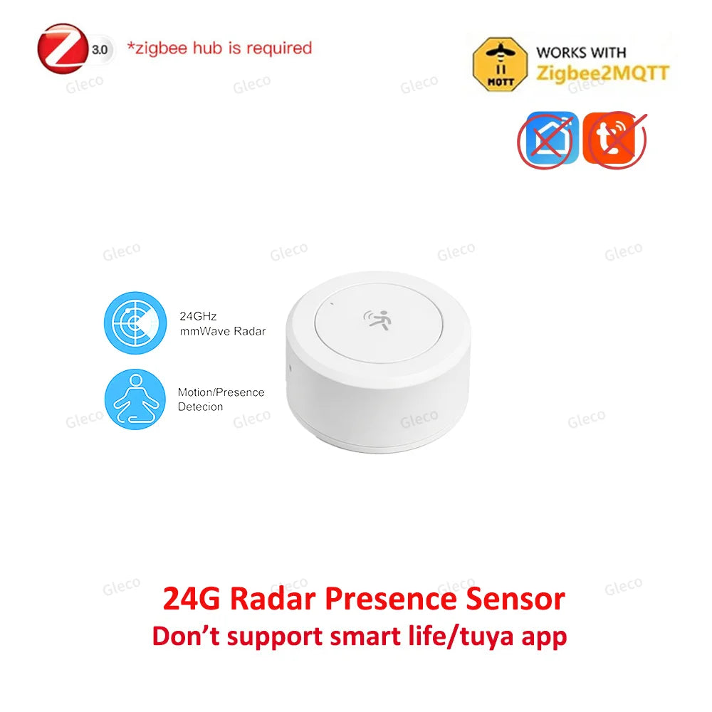 Zigbee 24GHz Mini mmWave Human Presence Sensor | Microwave Radar Occupancy Motion Detector for Tuya & Zigbee2MQTT