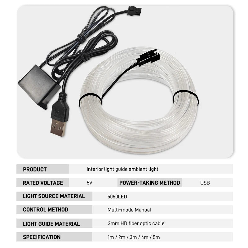 1-5m LED Decorative Light – Flexible Neon Strip with USB