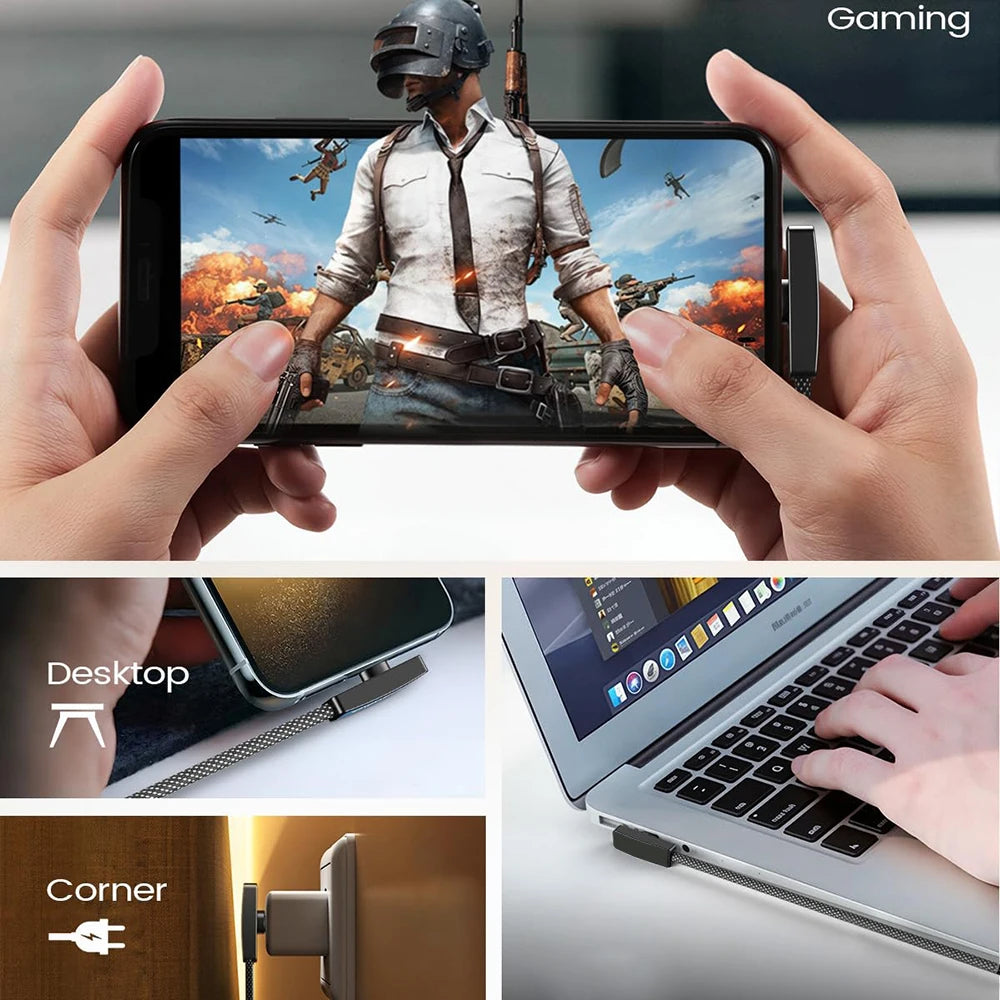 90-Degree Right Angle USB Type-C Cable | 100W Fast Charging Braided Data Wire for iPhone, Samsung & Xiaomi