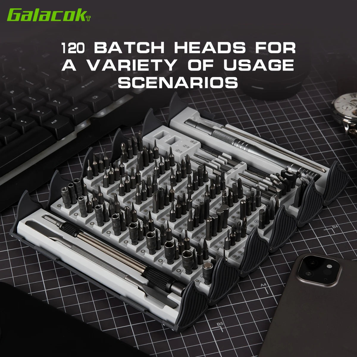 Galacok 128-in-1 Multi-Function Precision Screwdriver Set | Professional Magnetic S2 Steel Manual Repair Tool Kit