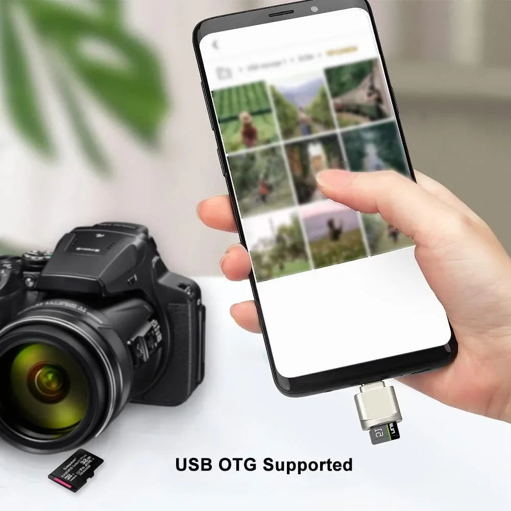 USB-C to Micro SD Card Reader – Compact OTG Adapter with USB Adapter