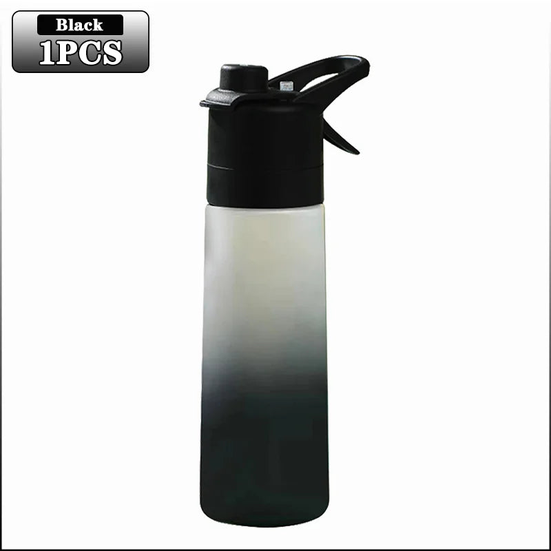 Large Capacity Spray Water Bottle with Straw Gradient Frosted Portable Outdoor Sports Travel Mist Sprayer Reusable Cup