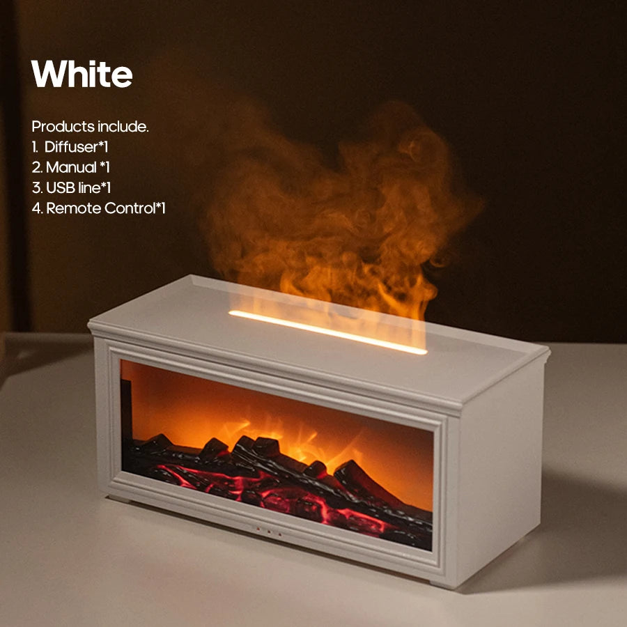 Kinscoter Colorful Flame Mini Fireplace Diffuser | Simulated Fireplace Aroma Diffuser & Ultrasonic Air Humidifier with Remote Control