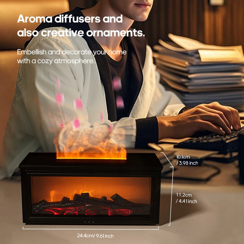 Kinscoter Colorful Flame Mini Fireplace Diffuser | Simulated Fireplace Aroma Diffuser & Ultrasonic Air Humidifier with Remote Control