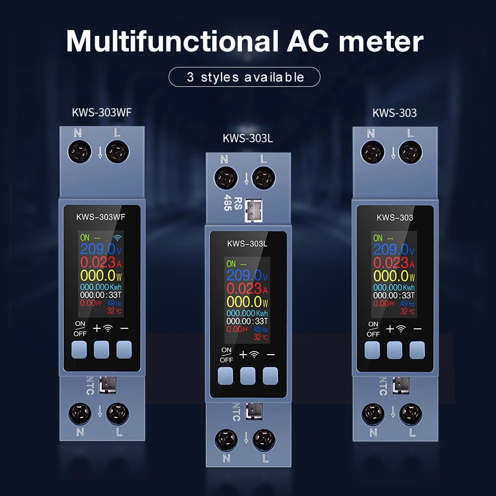 KWS-303 Tuya WiFi Smart Power Meter | 8-in-1 DIN Rail Voltage, Current & Electricity Monitor