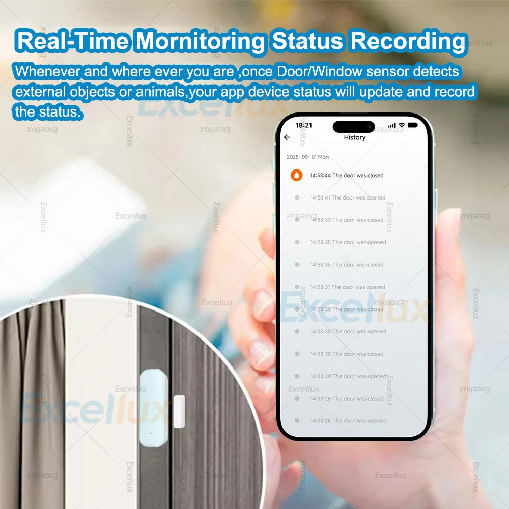 Zigbee Door Window Sensor | Wireless Magnetic Contact Detector for Smart Home Security & Z2MQTT