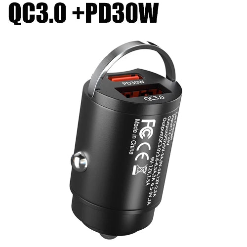Mini 100W Car Charger – Dual USB & Type-C Ultra-Fast Charging