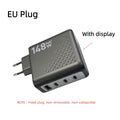 148W GaN Multi-Port Wall Charger with Smart Screen Display | 4-Port Fast Charging Adapter (3C1A) for Laptops, Phones & Tablets