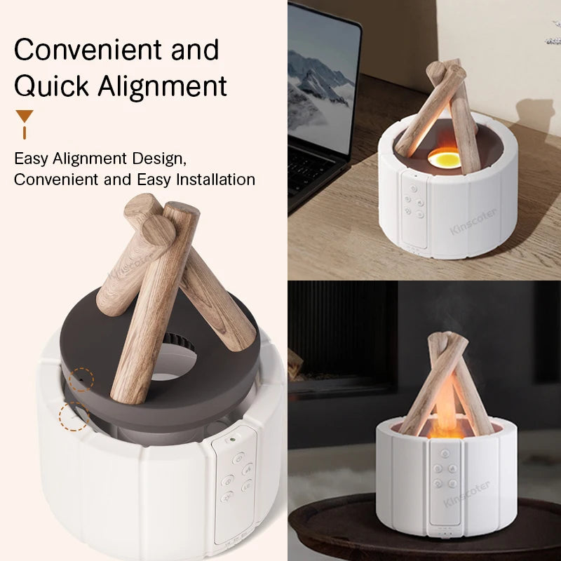Kinscoter Bonfire Simulated Flame Aroma Diffuser | Ultrasonic Cool Mist Air Humidifier & Essential Oil Fragrance Lamp