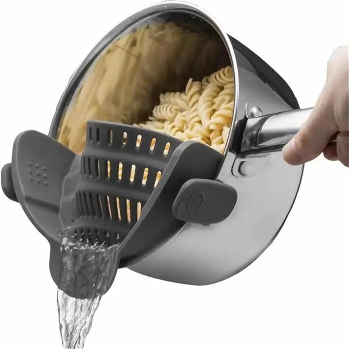 Snap-On Silicone Pot Strainer | Universal Adjustable Clip-On Food Strainer for Pots, Pans & Bowls