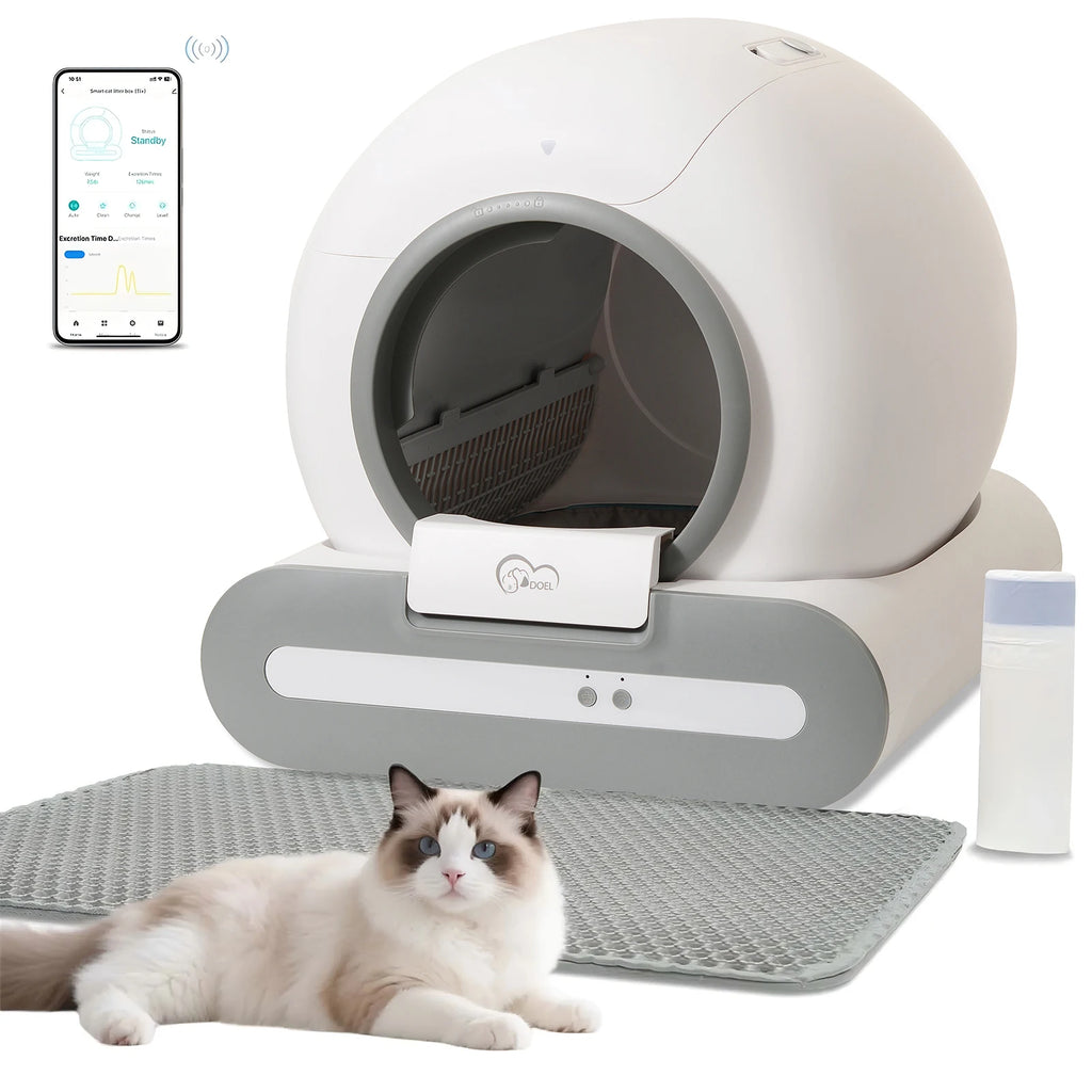 DOEL 65L Smart Self-Cleaning Cat Litter Box – App Controlled Automatic System