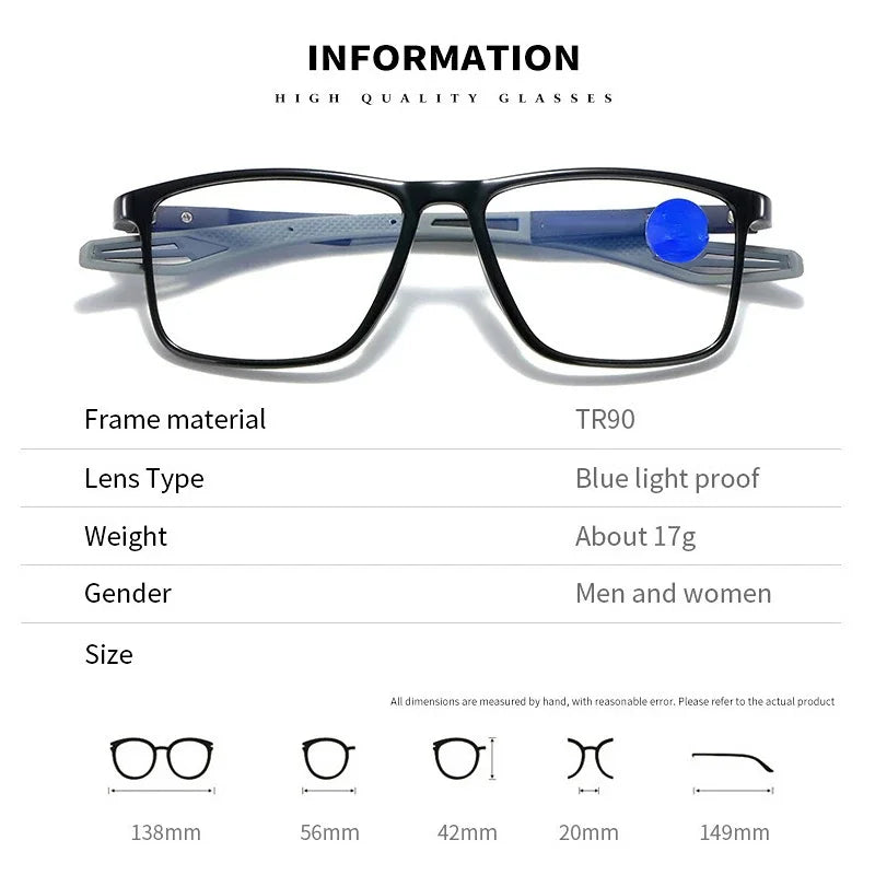 Ultralight TR90 Reading Glasses | Anti-Blue Light & Presbyopia Eyewear (Up to +4.0)