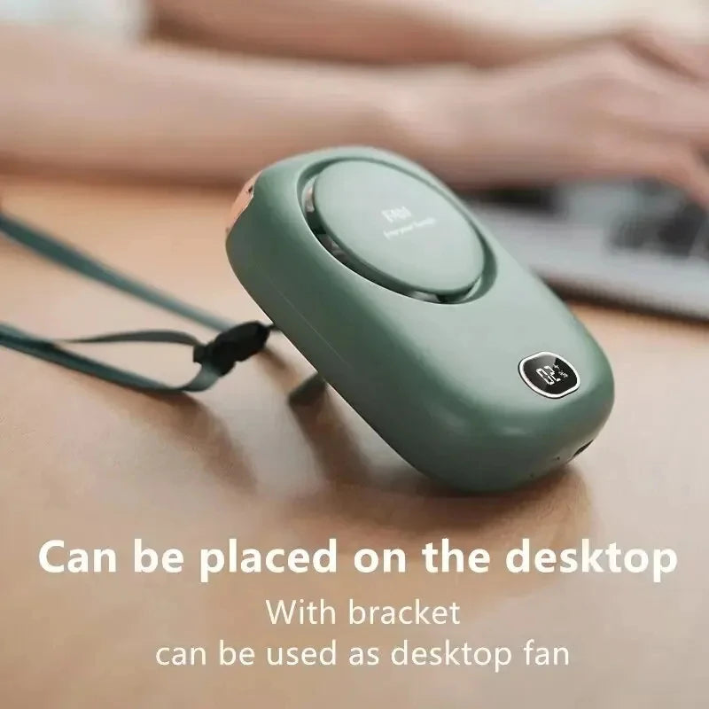New Mini Portable Fan | Rechargeable Bladeless Turbo Hands-Free Neck & Waist Clip Fan