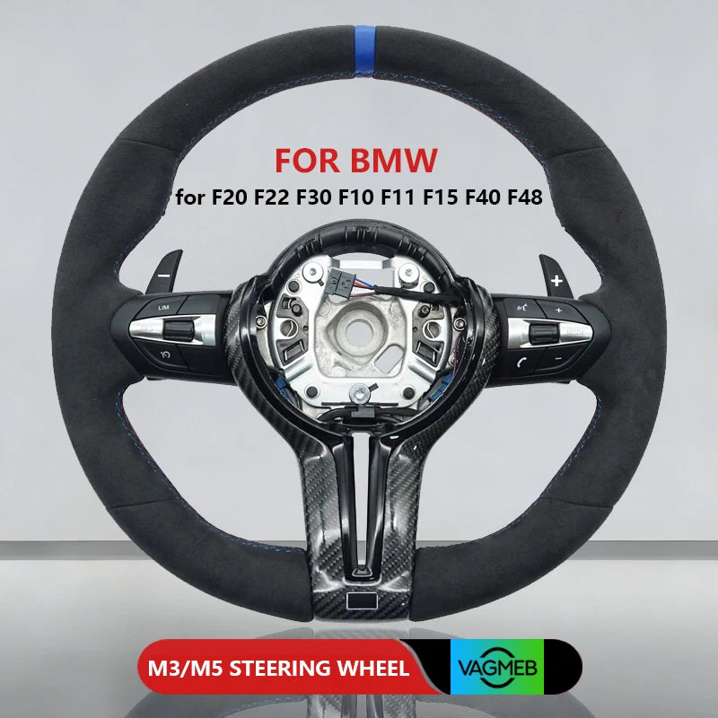 M Sports Carbon Fiber Steering Wheel with Yellow Stripe – Performance Modification for BMW