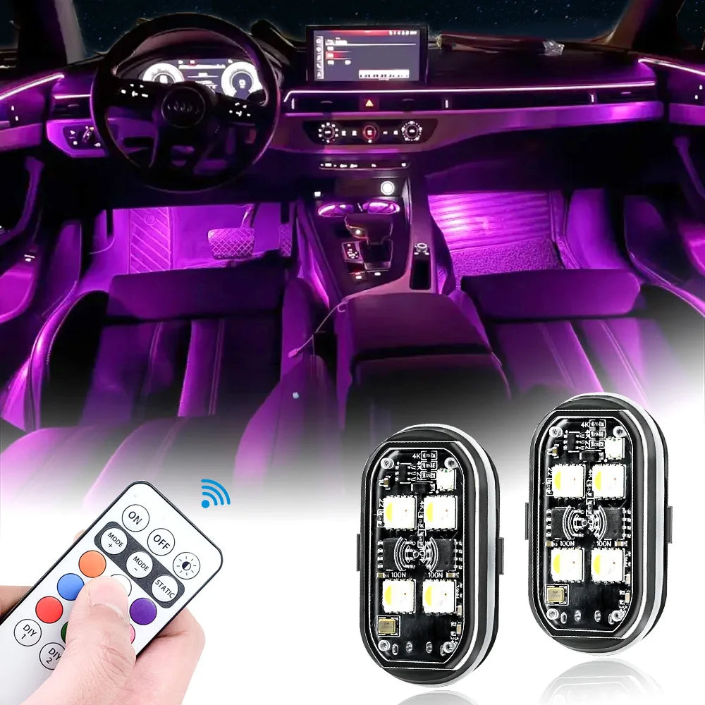 Wireless LED Strobe Lights for Car Decor | 8 Colors Rechargeable Anti-Collision Atmosphere & Warning Light