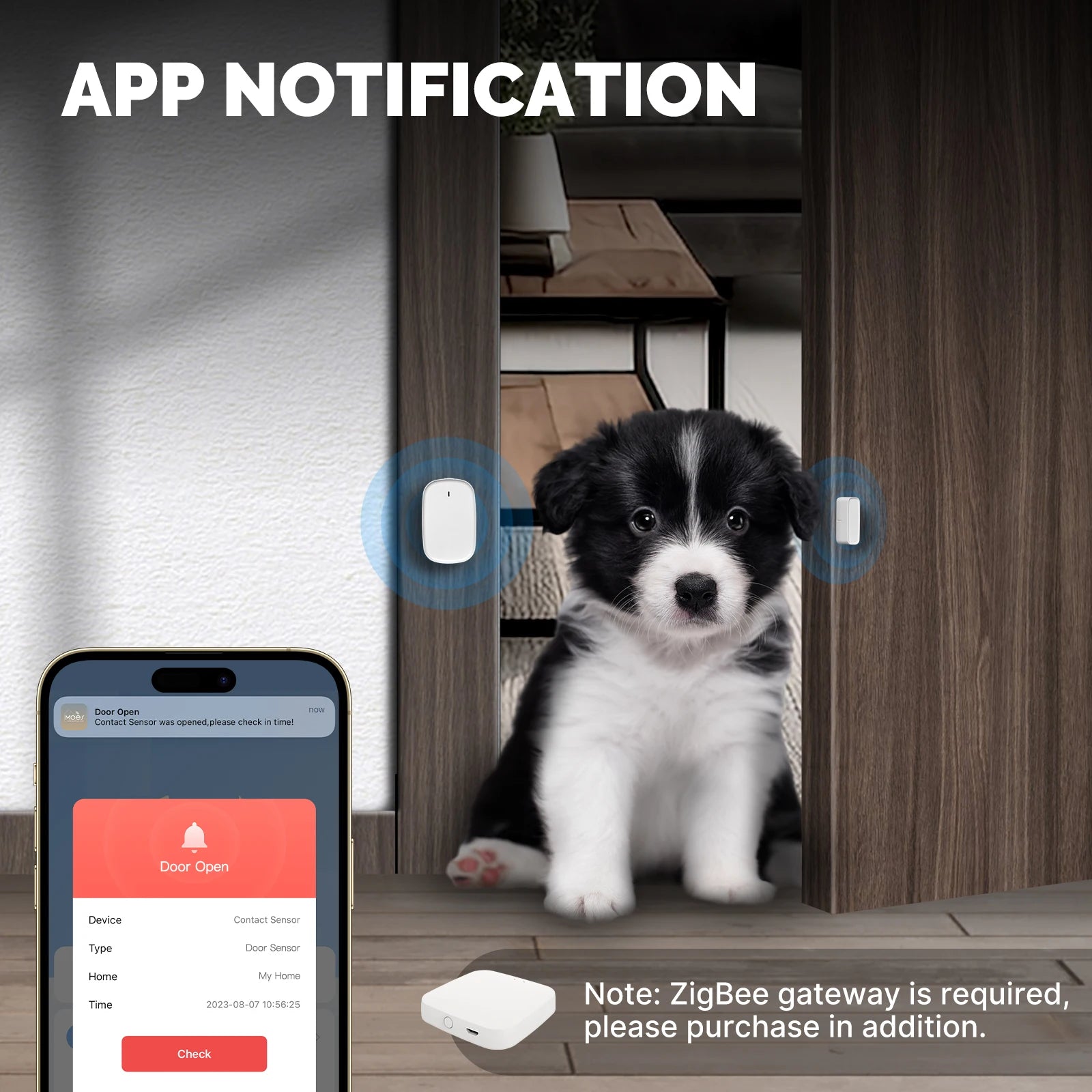 MOES Tuya Zigbee Smart Door & Window Sensor | Wireless Gate Detector for Smart Life & Alexa