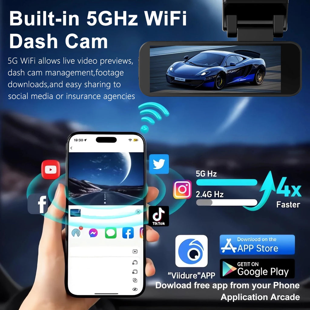 Maxtoss Ultra HD 4K Dual Camera Portable Car DVR | WiFi Dash Cam with ADAS & GPS Tracking