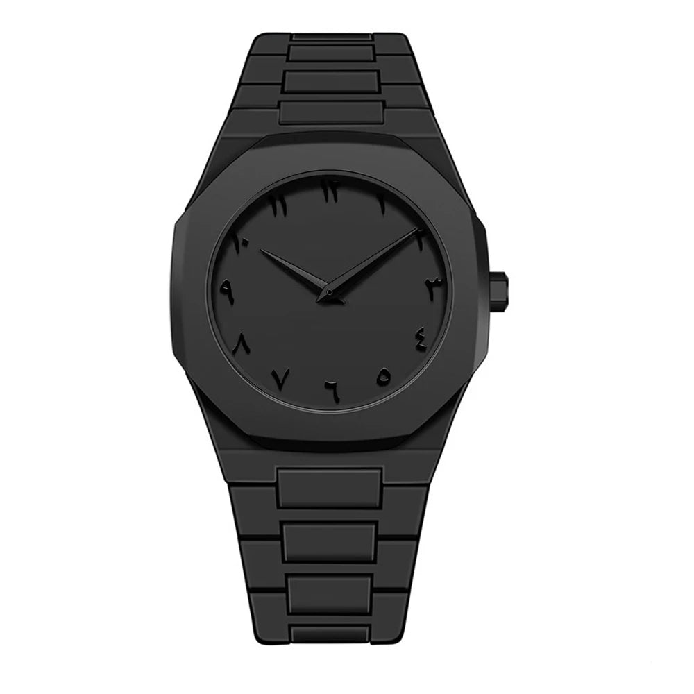Men's Modern Stealth Sport Watch | Minimalist All-Black Design with Arabic Numerals | Precise Quartz Movement & Water Resistant