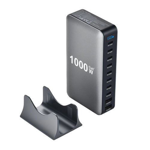 1000W GaN Desktop Charging Station | 10-Port USB-C & USB-A Fast Charger with PD 3.1 & PPS for Laptops, Tablets & Smartphones