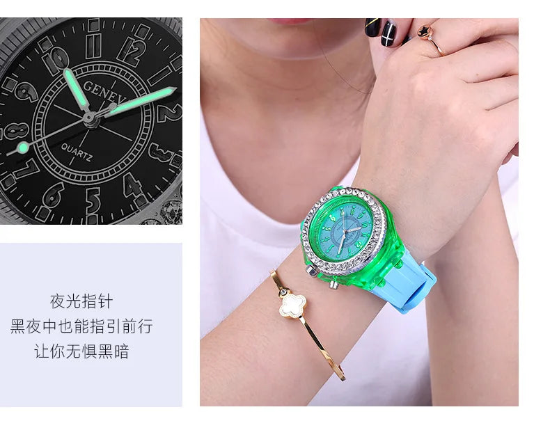 LED Luminous Silicone Watch | Stylish Unisex & Kids Wristwatch with Arabic Numerals and Flash Light Effect