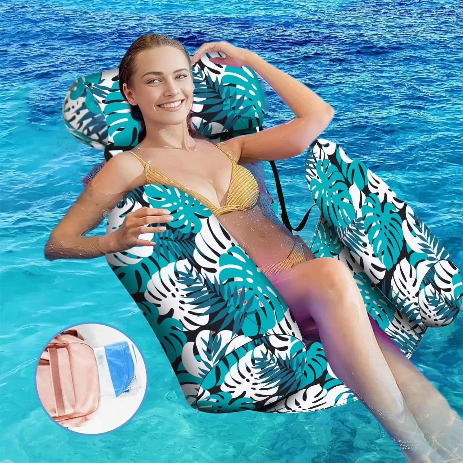 Inflatable Pool Float Hammock – 4-in-1 Lounge Chair & Floating Cushion