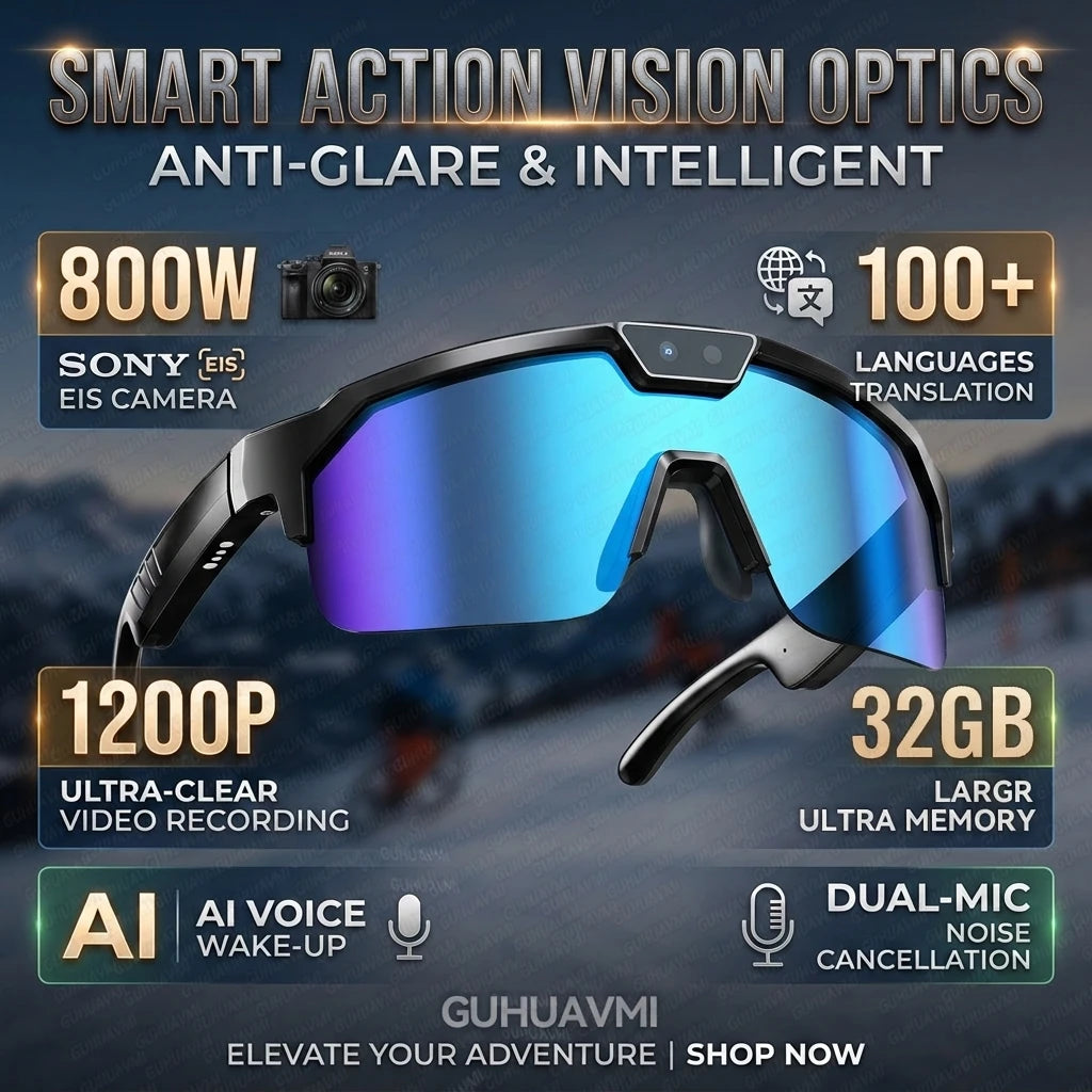 Next-Gen Cycling Smart Glasses with 4K HD Anti-Shake Camera | UV400 Polarized Sport Sunglasses with 3D Speakers & AI Translation