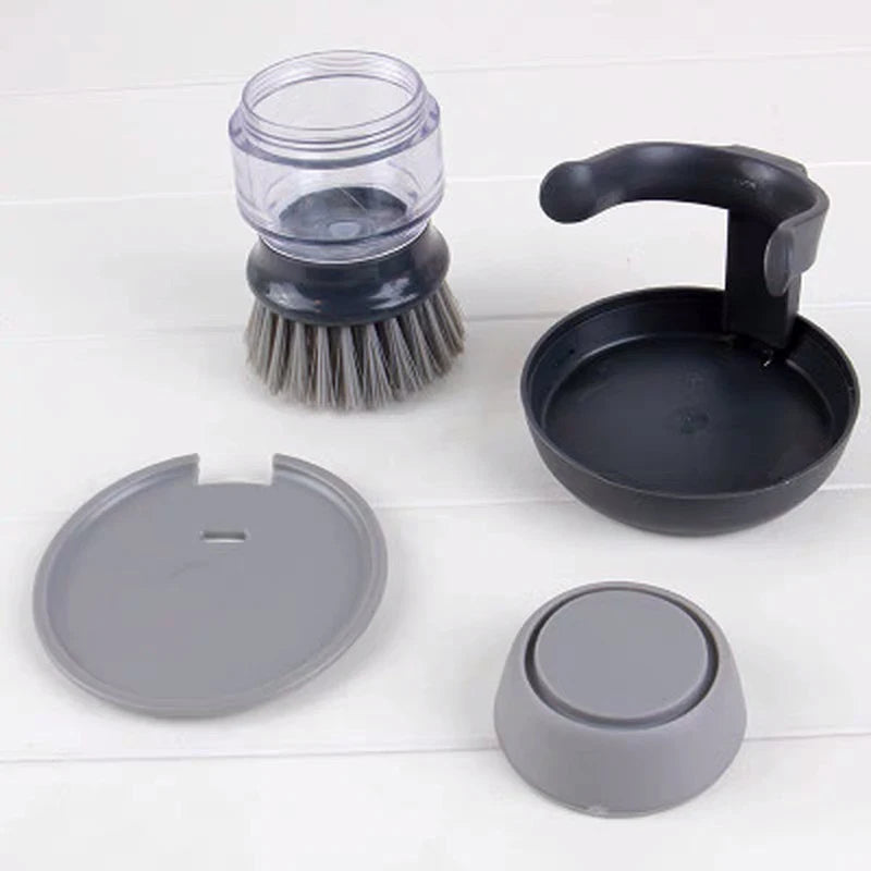 Household Cleaning Brush 2-in-1 Handle Set | Dishwashing Scrubber with Removable Liquid Soap Dispenser