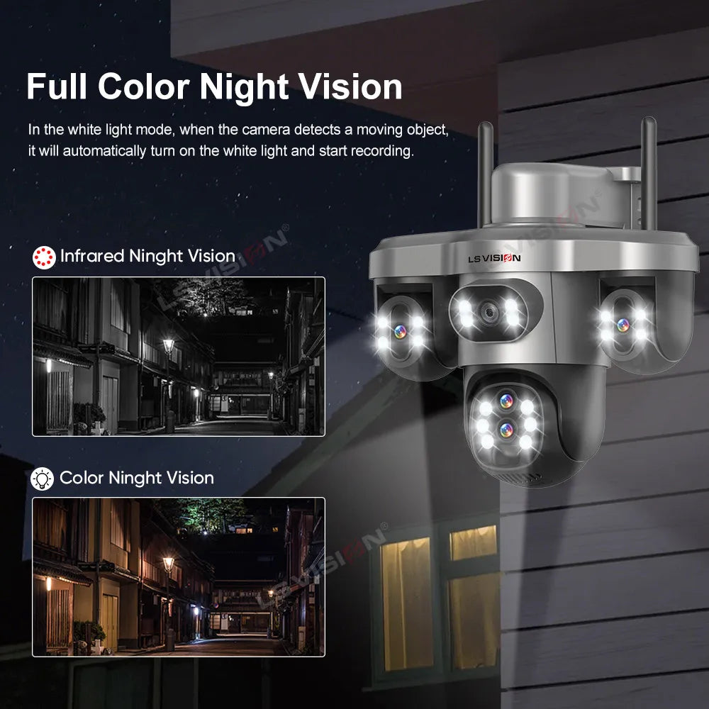 LS VISION 20MP 10X Optical Zoom Three PTZ Lens Solar Security Camera