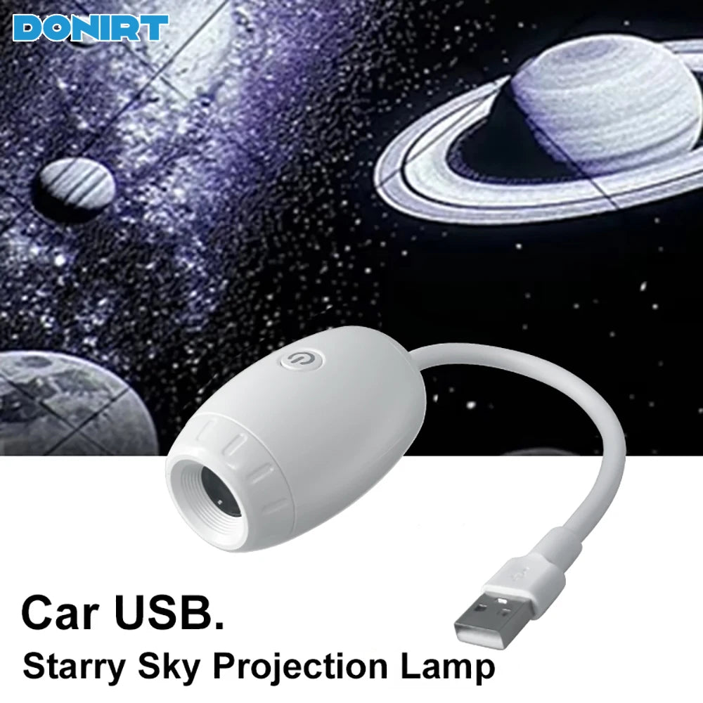 USB Car Atmosphere Projector Light | Car Interior Ambient Light & LED Starry Saturn Galaxy Lamp