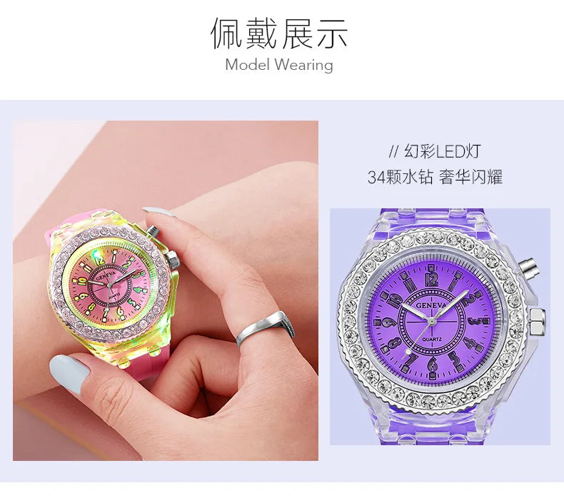 LED Luminous Silicone Watch | Stylish Unisex & Kids Wristwatch with Arabic Numerals and Flash Light Effect
