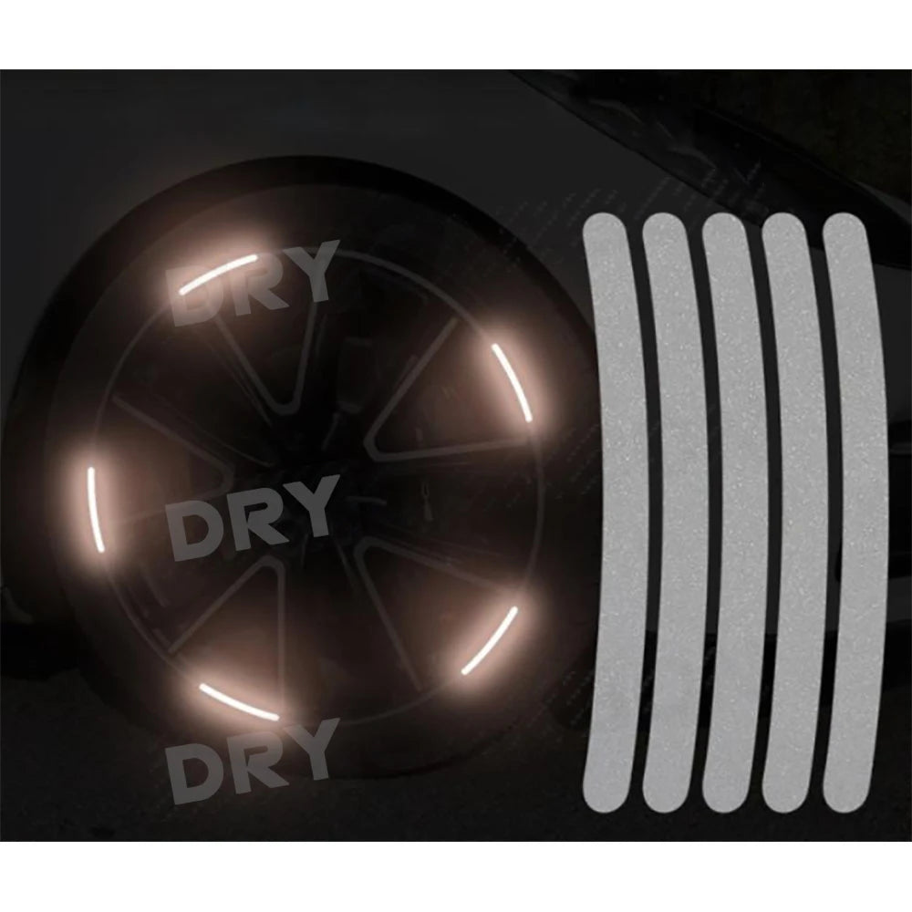 20pcs Car Wheel Hub Reflective Sticker Set | Luminous Tire Rim Safety Strips for Night Driving