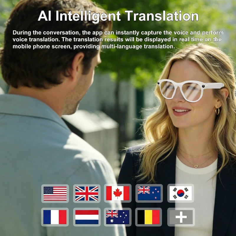 Lenovo Photochromic AI Smart Glasses | Wireless Bluetooth Sunglasses with 800W HD Camera & Real-Time Translator