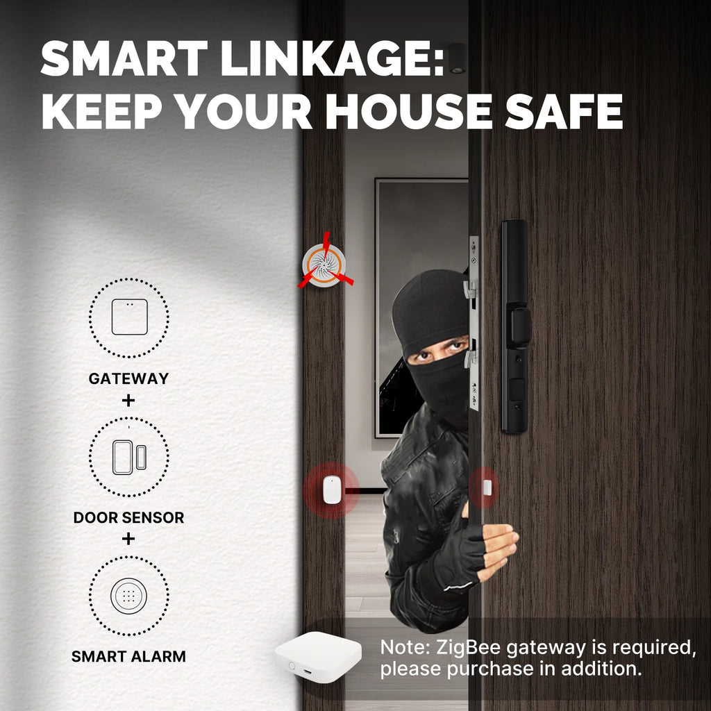 MOES Tuya Zigbee Smart Door & Window Sensor | Wireless Gate Detector for Smart Life & Alexa