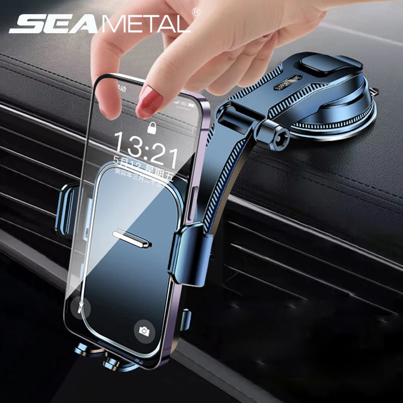 SEAMETAL Universal Car Dashboard Phone Holder | Adjustable Long Arm Suction Cup GPS Bracket
