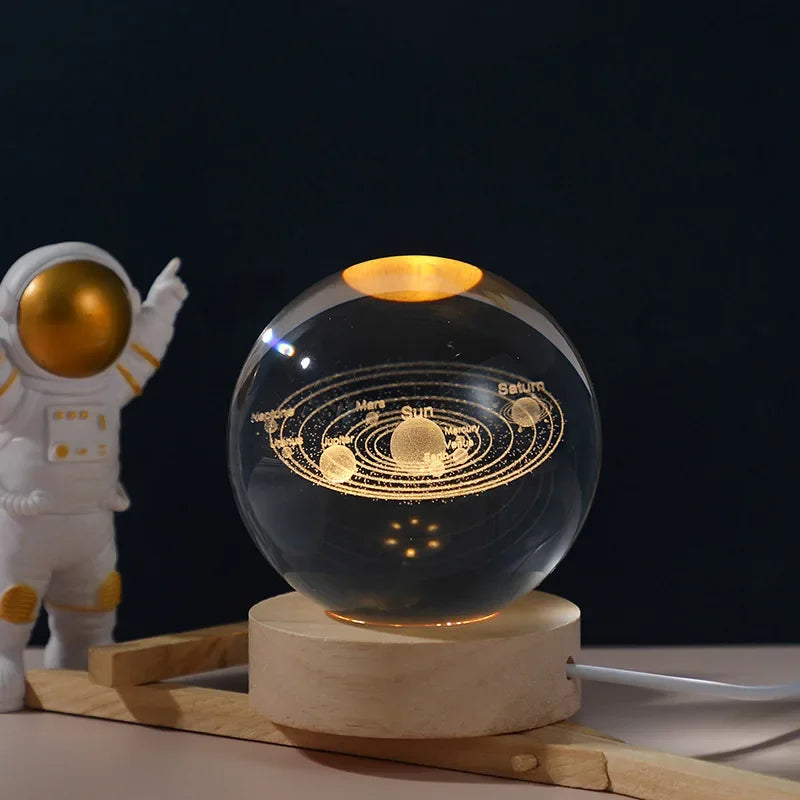 USB LED Galaxy Crystal Ball Night Light – 3D Moon Lamp Home Decor