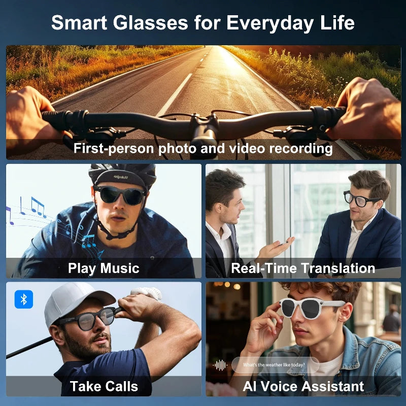 Lenovo Photochromic AI Smart Glasses | Wireless Bluetooth Sunglasses with 800W HD Camera & Real-Time Translator