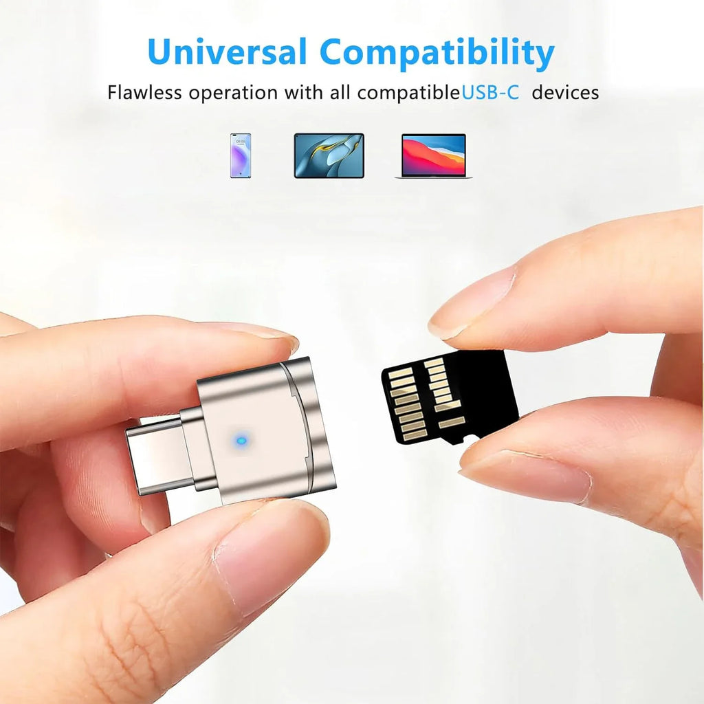 USB-C to Micro SD Card Reader – Compact OTG Adapter with USB Adapter