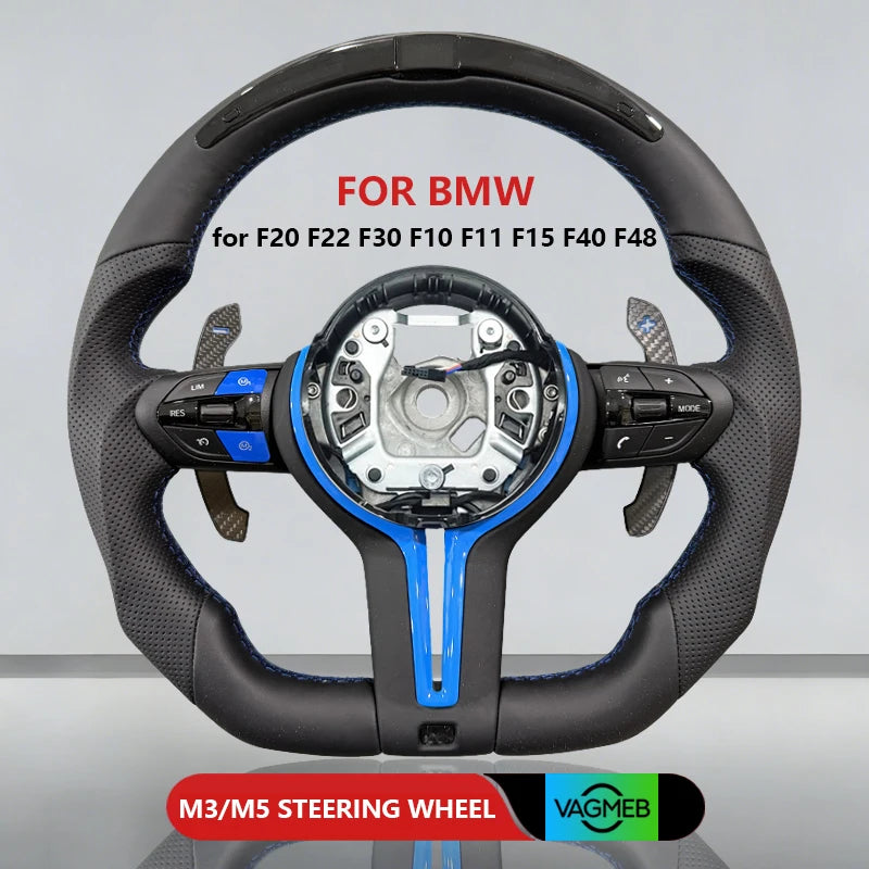 M Sports Carbon Fiber Steering Wheel with Yellow Stripe – Performance Modification for BMW