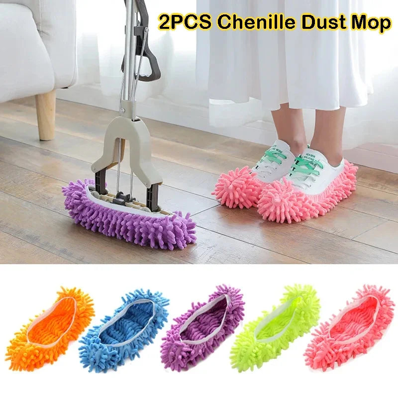 Premium Chenille Dust Mop Slippers Multi-Function Lazy Shoe Covers (2-Piece Set)