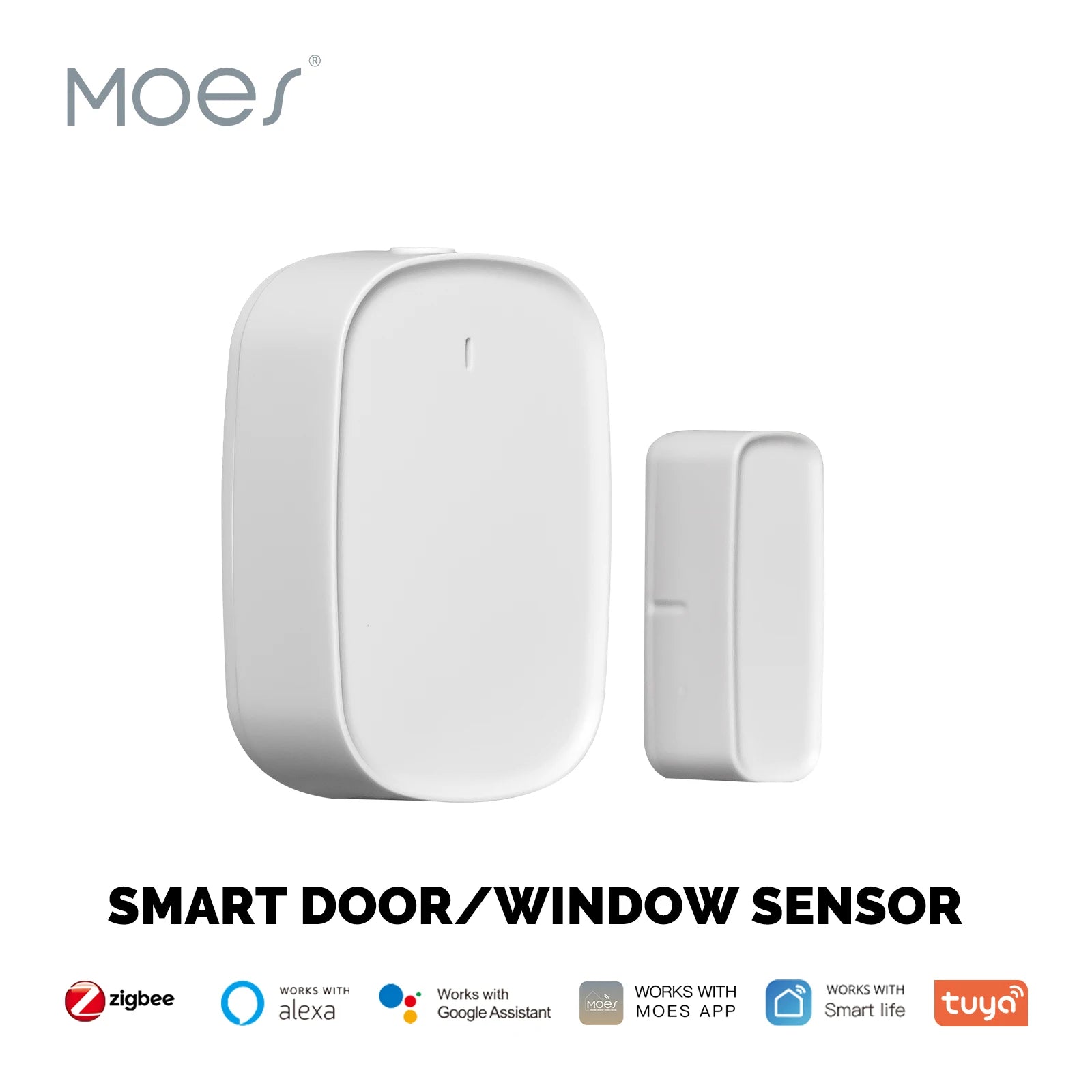 MOES Tuya Zigbee Smart Door & Window Sensor | Wireless Gate Detector for Smart Life & Alexa