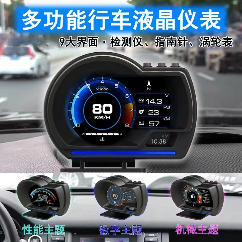 A501 Car HUD OBD2 Digital Display – Turbo, RPM, Temp & Alarm