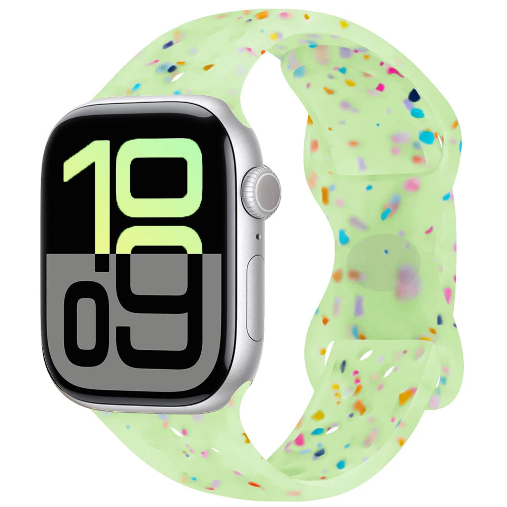 Apple Watch Silicone Strap | Unique Transparent & Speckled Designs | Compatible with All Series (40mm - 49mm, Series 1-11 & Ultra)