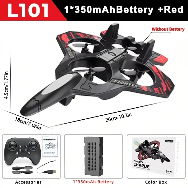 L101 RC Foam Airplane Mini Drone | 2.4G Fighter Stunt Helicopter 360° Flip Quadcopter