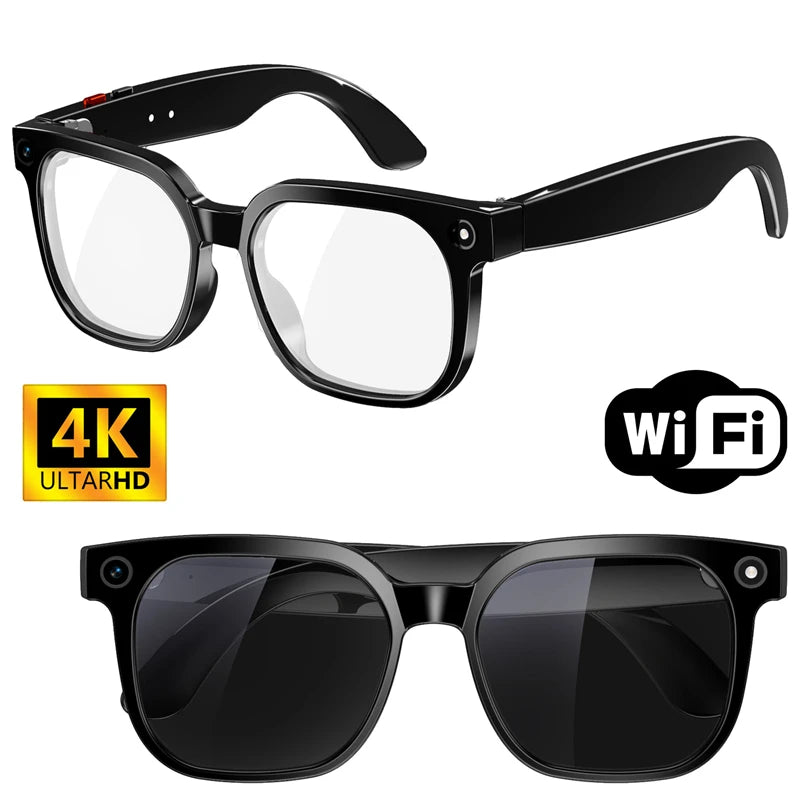 Lenovo 4K 8MP Smart Glasses | HD Camera, ChatGPT Integration, Language Translation, Wi-Fi & Bluetooth Audio Eyewear for Men and Women