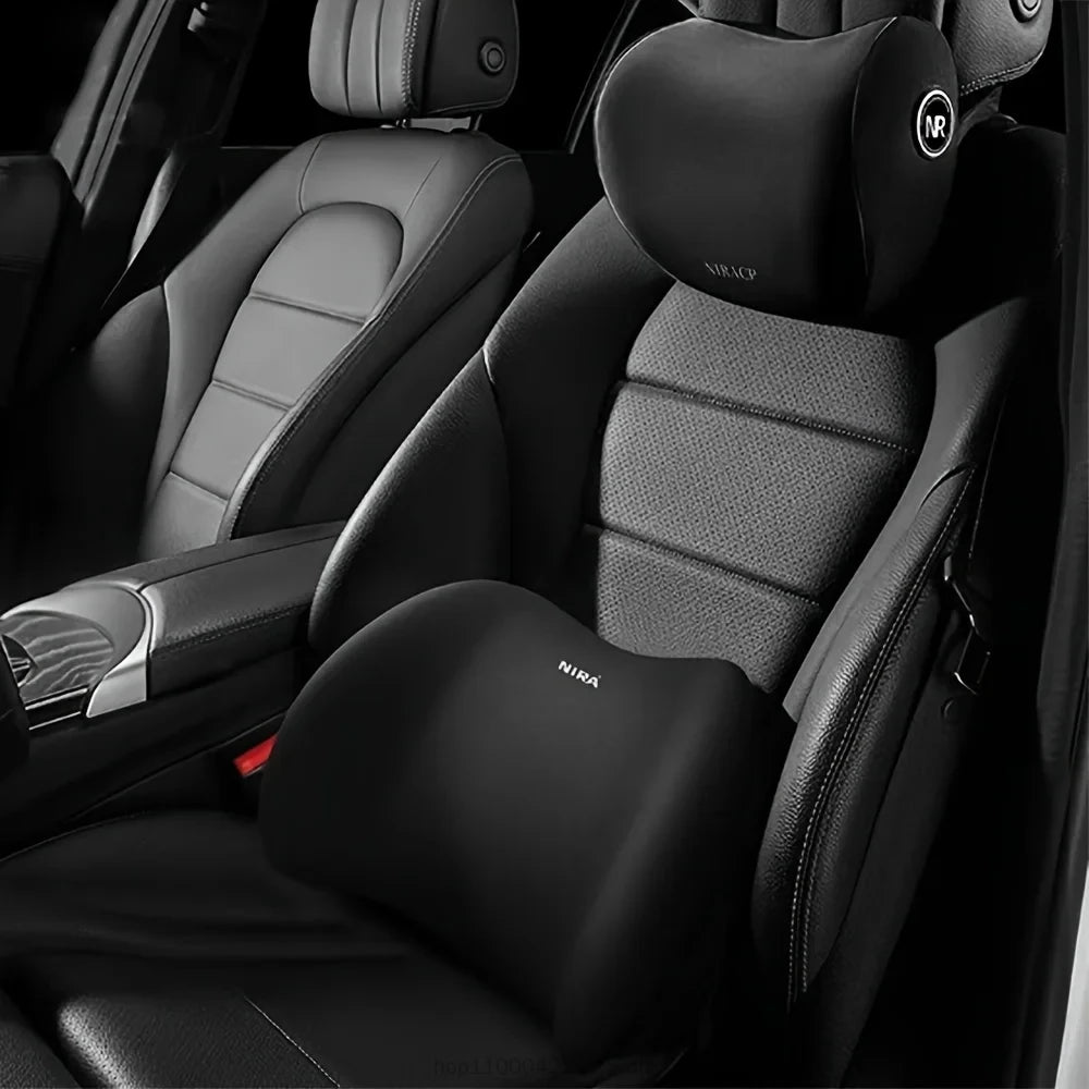 Ergonomic Memory Foam Car Seat Cushion Lumbar Support and Comfort Headrest Set