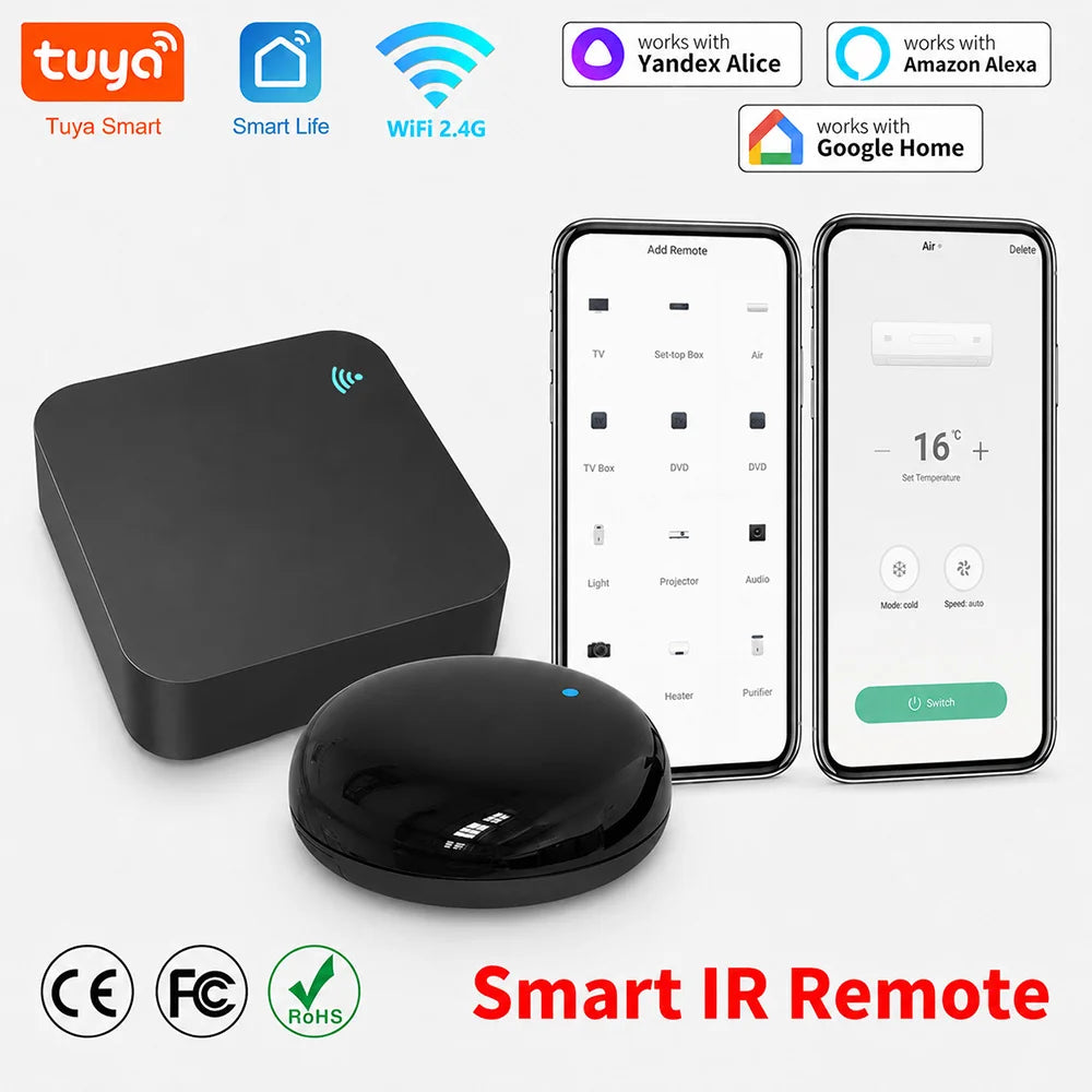 Tuya WiFi Smart IR Remote Controller | Universal Infrared Hub for Air Conditioner, TV & DVD